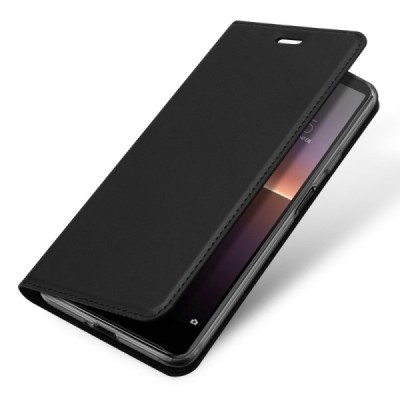 Sony Xperia 10 II „Dux Ducis“ Skin sērijas melns ādas atvērams maciņš | Vacins.lv