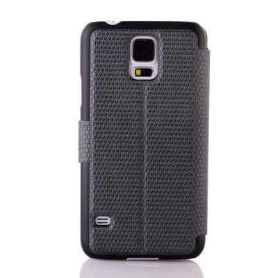 Samsung Galaxy S5 G900 (S5 Neo G903) pintas atverčiamas juodas s view tipo dėklas / Priedai.lt
