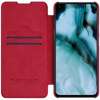 Роскошный красный кожаный чехол Nillkin Qin Series для OnePlus | Vacins.lv