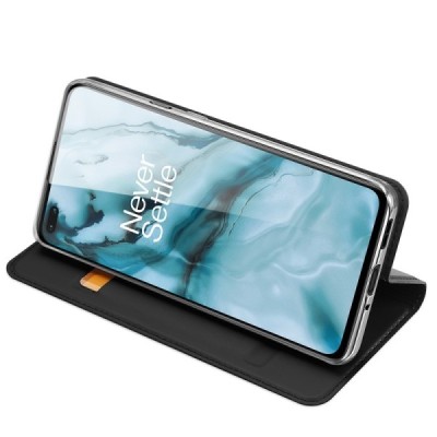 OnePlus Nord „Dux Ducis“ Skin sērijas melns ādas atvērams maciņš | Vacins.lv