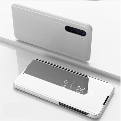 OnePlus Nord plastmasas atvērams sudrabs ādas maciņš | Vacins.lv