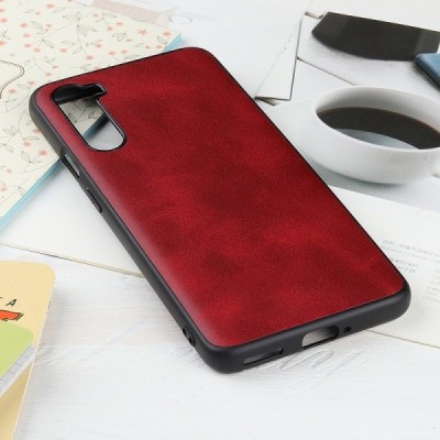 Slim Leather OnePlus Nord красный кожаный чехол | Vacins.lv