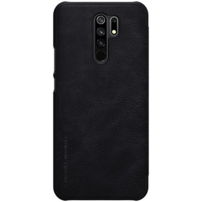 Greznais „Nillkin“ Qin sērijas ādas atvērams melns Xiaomi Redmi 9 maciņš | Vacins.lv