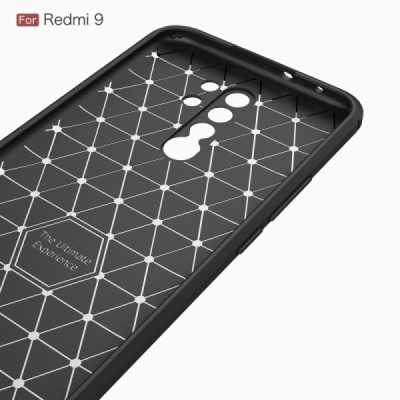 Xiaomi Redmi 9 „Carbon“ твердый силиконовый чехол (TPU) - черный | Vacins.lv