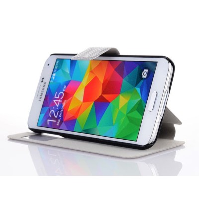 Samsung Galaxy S5 (S5 Neo) pīts atvērams sudraba s view maciņš / Vacins.lv