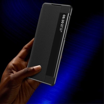 Samsung Galaxy Note 20 (N980F) View Line открываемый чёрный кожаный чехол - книжка | Vacins.lv