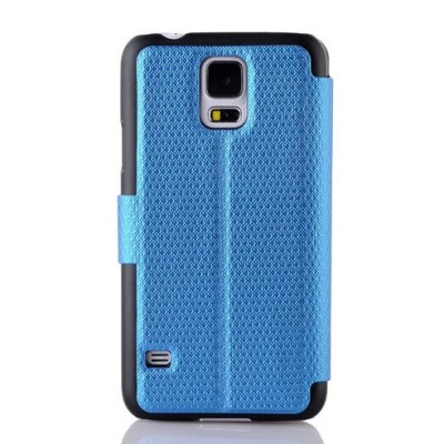 Samsung Galaxy S5 (S5 Neo) pintas atverčiamas mėlynas s view tipo dėklas / Priedai.lt