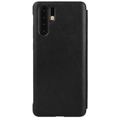Huawei P30 Pro „View Line“ открываемый чёрный кожаный чехол - книжка | Vacins.lv