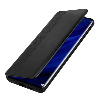 Huawei P30 Pro „View Line“ открываемый чёрный кожаный чехол - книжка | Vacins.lv