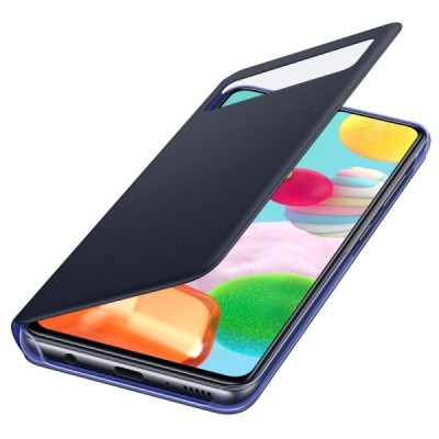 Samsung Galaxy A41 (A415F) оригинальный S View Wallet Cover открываемый чёрный кожаный чехол - книжка | Vacins.lv
