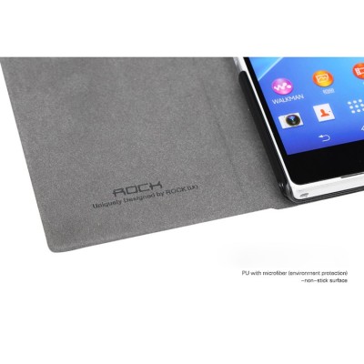 Rock Excel Sony Xperia Z2 atvēramais melns s view maciņš / Vacins.lv