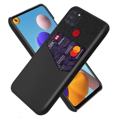 „KSQ“ Shell Samsung Galaxy A21s (A217F) чёрный кожаный чехол - задняя часть с карманом для карточек | Vacins.lv