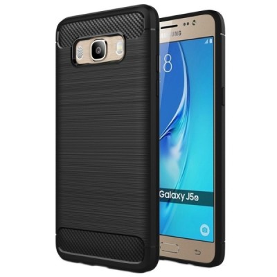 Samsung Galaxy J5 2016 (J510) „Carbon“ cieta silikona (TPU) melns apvalks | vacins.lv