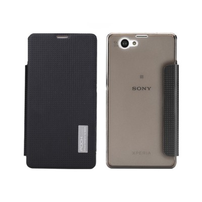 Sony Xperia Z1 Compact Rock Elegant atvēramais melns futrālis / Vacins.lv