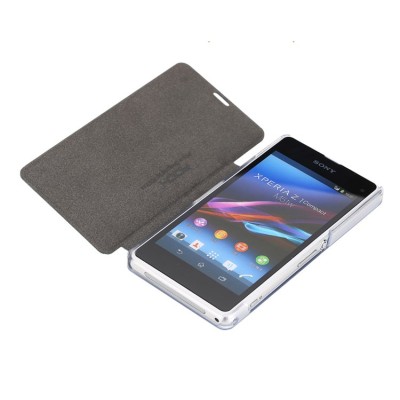 Sony Xperia Z1 Compact Rock Elegant atvēramais melns futrālis / Vacins.lv