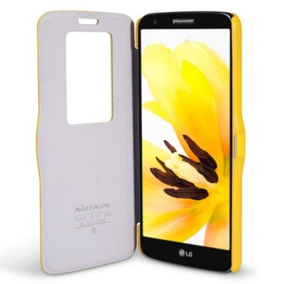 LG G2 „Nillkin“ Fresh atvēramais dzeltens futrālis / Vacins.lv