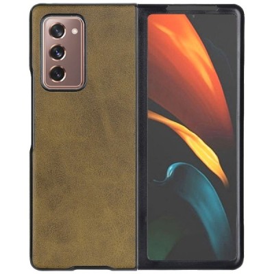 Samsung Galaxy Z Fold2 5G (F916B) Slim Leather тёмно-коричневый кожаный чехол | Vacins.lv
