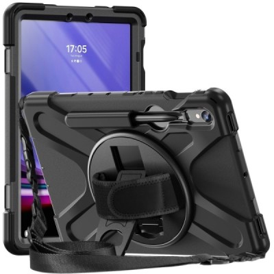 Samsung Galaxy Tab S7 11" / S8 11" / S9 11" / S9 FE 5G / S10 FE / S10 Lite pastiprinātas aizsardzības melns apvalks | Vacins.lv
