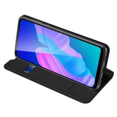 Huawei P40 Lite E (Y7p, Honor 9C) „Dux Ducis“ Skin sērijas melns ādas atvērams maciņš | Vacins.lv