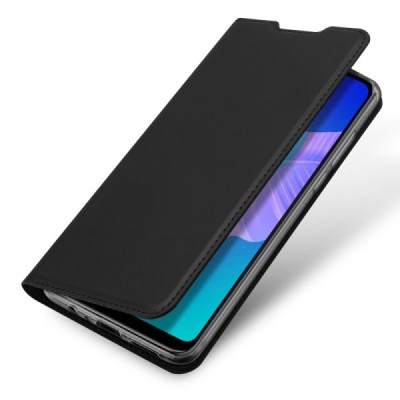 Huawei P40 Lite E (Y7p, Honor 9C) „Dux Ducis“ Skin sērijas melns ādas atvērams maciņš | Vacins.lv