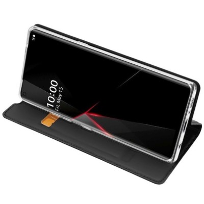 „Dux Ducis“ Skin серии LG Velvet (LM-G900EM) чёрный кожаный чехол-книжка | Vacins.lv