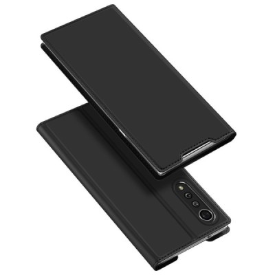 „Dux Ducis“ Skin серии LG Velvet (LM-G900EM) чёрный кожаный чехол-книжка | Vacins.lv