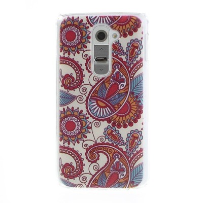 Flora raštuotas raudonas plastikinis LG G2 D802 dėklas / Priedai.lt
