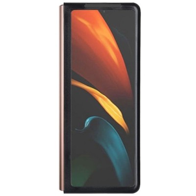 Samsung Galaxy Z Fold2 5G (F916B) Foldable Leather melns ādas plastika apvalks | Vacins.lv