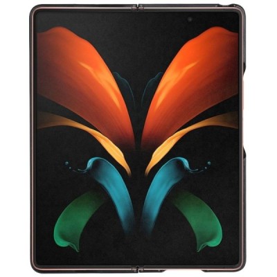 Samsung Galaxy Z Fold2 5G (F916B) Foldable Leather melns ādas plastika apvalks | Vacins.lv