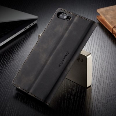 Apple iPhone 7 Plus (iPhone 8 Plus) CaseMe Retro solīds atvēramais ādas melns maciņš - maks | Vacins.lv