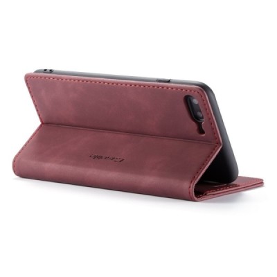 Apple iPhone 7 Plus (iPhone 8 Plus) CaseMe Retro solīds atvēramais ādas bordo maciņš - maks | Vacins.lv
