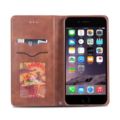 „AZNS“ Retro Apple iPhone 7 Plus (iPhone 8 Plus) открываемый коричневый кожаный чехол - книжка | Vacins.lv