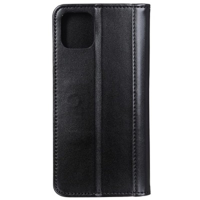 Apple iPhone 12 (12 Pro) чёрный кожаный чехол-книжка | Vacins.lv
