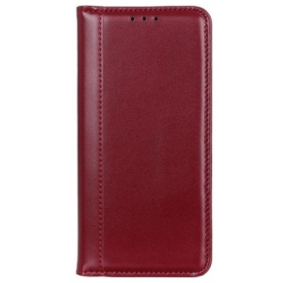Apple iPhone 12 (12 Pro) бордовый кожаный чехол-книжка | Vacins.lv
