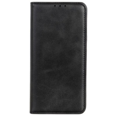Apple iPhone 12 (12 Pro) „Split“ чёрный кожаный чехол-книжка | Vacins.lv