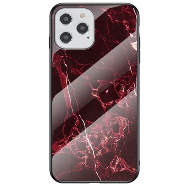 „Marble“ твердый силиконовый (TPU) чехол - чёрный / красный (iPhone 12 / 12 Pro)