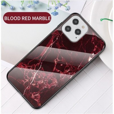 Apple iPhone 12 (12 Pro) „Marble“ твердый силиконовый чехол TPU чёрного / красного цвета | Vacins.lv
