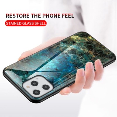 Apple iPhone 12 (12 Pro) „Marble“ твердый силиконовый чехол TPU синего цвета | Vacins.lv