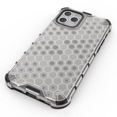 Улучшенная защита Honeycomb Apple iPhone 12 (12 Pro) прозрачный твердый силиконовый (TPU) и пластиковый чехол | Vacins.lv