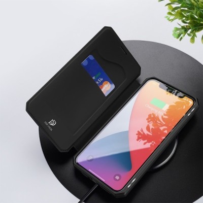 Dux Ducis Skin X серии Apple iPhone 12 (12 Pro) чёрный кожаный чехол-книжка | Vacins.lv