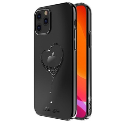 Apple iPhone 12 (12 Pro) Kingxbar Crystal  Love Swarovski пластиковый прозрачный чёрный чехол с кристаллами | Vacins.lv
