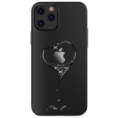 Apple iPhone 12 (12 Pro) Kingxbar Crystal  Love Swarovski пластиковый прозрачный чёрный чехол с кристаллами | Vacins.lv