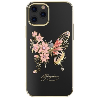 Apple iPhone 12 (12 Pro) elegants Kingxbar Crystal Wings Swarovski dzidrs (caurspīdīgs) zelta plastmasas apvalks ar kristāliem |