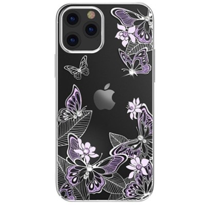 Apple iPhone 12 (12 Pro) Kingxbar Crystal  Butterflies Swarovski пластиковый прозрачный серебристый чехол с кристаллами | Vacins