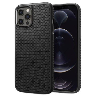 „Spigen“ Liquid Air Apple iPhone 12 Pro Max чёрный твердый силиконовый чехол | Vacins.lv