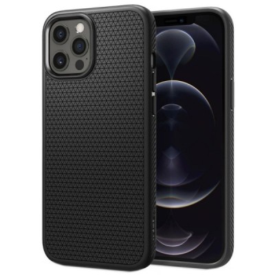 „Spigen“ Liquid Air Apple iPhone 12 (12 Pro) чёрный твердый силиконовый чехол | Vacins.lv
