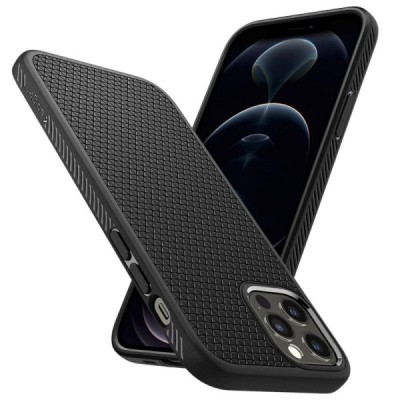 „Spigen“ Liquid Air Apple iPhone 12 (12 Pro) чёрный твердый силиконовый чехол | Vacins.lv