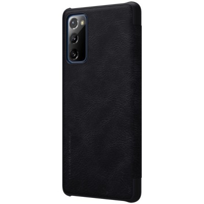 Samsung Galaxy S20 FE (Fan Edition) greznais Nillkin Qin sērijas ādas atvērams melns maciņš, maks | Vacins.lv