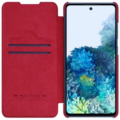 Samsung Galaxy S20 FE (Fan Edition) greznais Nillkin Qin sērijas ādas atvērams sarkans maciņš, maks | Vacins.lv