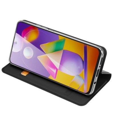 Dux Ducis Skin серии Samsung Galaxy M31s (M317F) чёрный кожаный чехол-книжка | Vacins.lv
